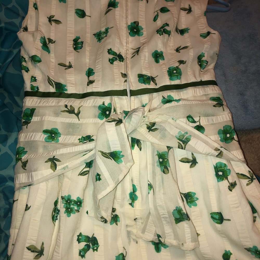 HP!!🥰💕❤️‍🔥Vintage 50s/60s White Green Cowl Neck Dress NWOT - Picture 4 of 13